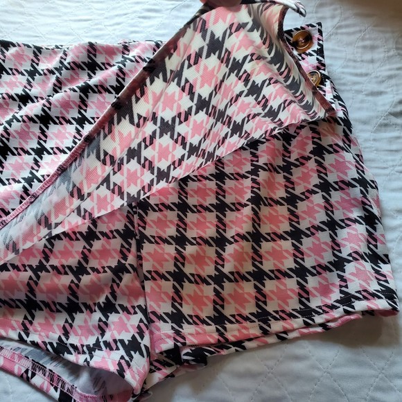 Jolie & Joy size 2x pink black plaid Houndstooth Mini Skort - Picture 7 of 10